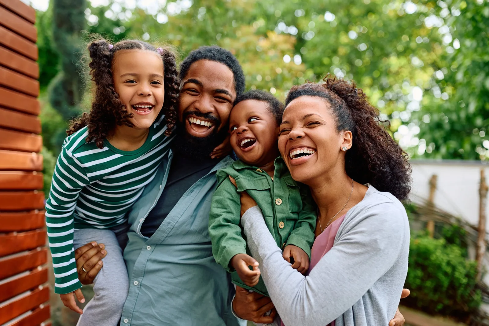 happy family laughing together
