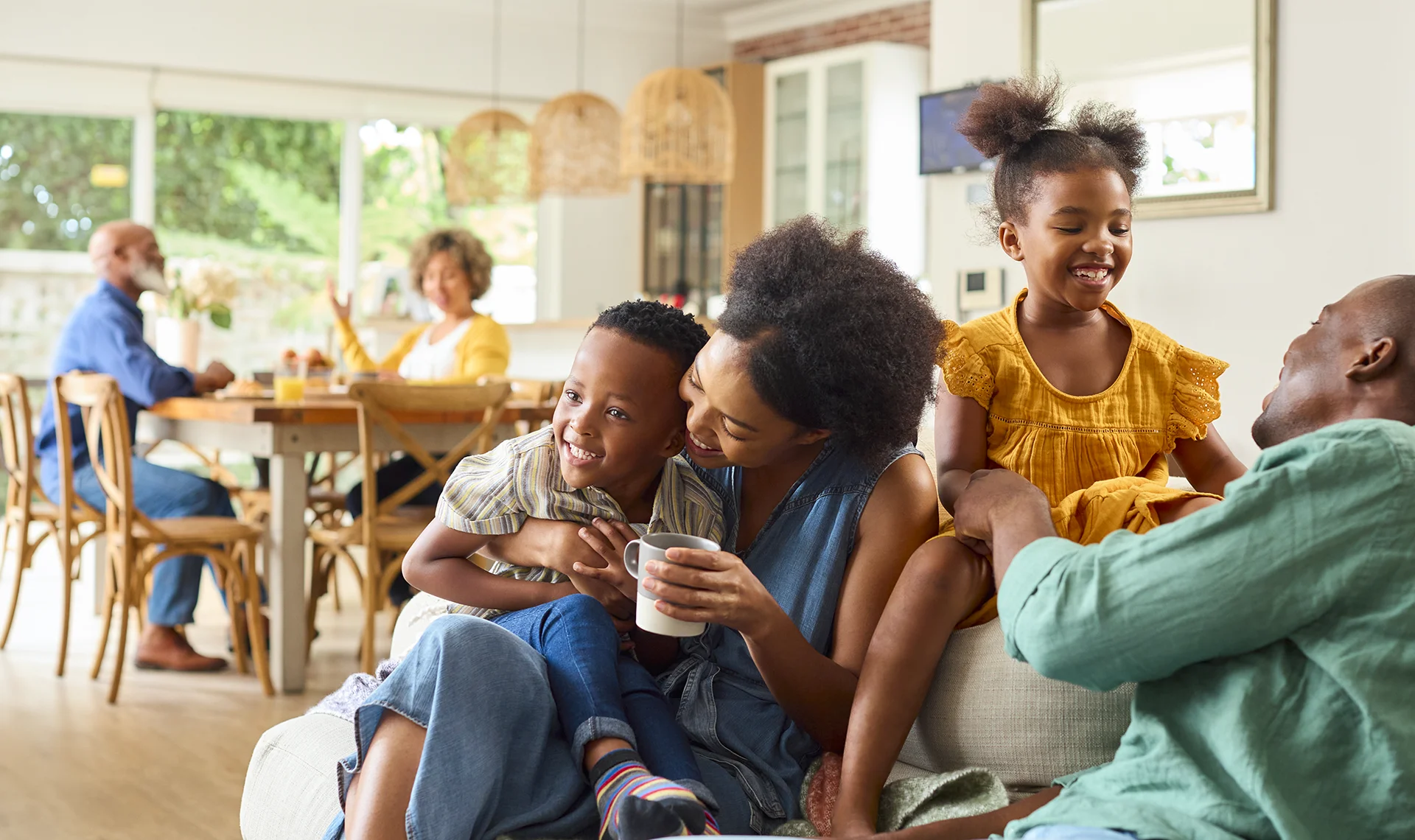 happy family spending time together at home